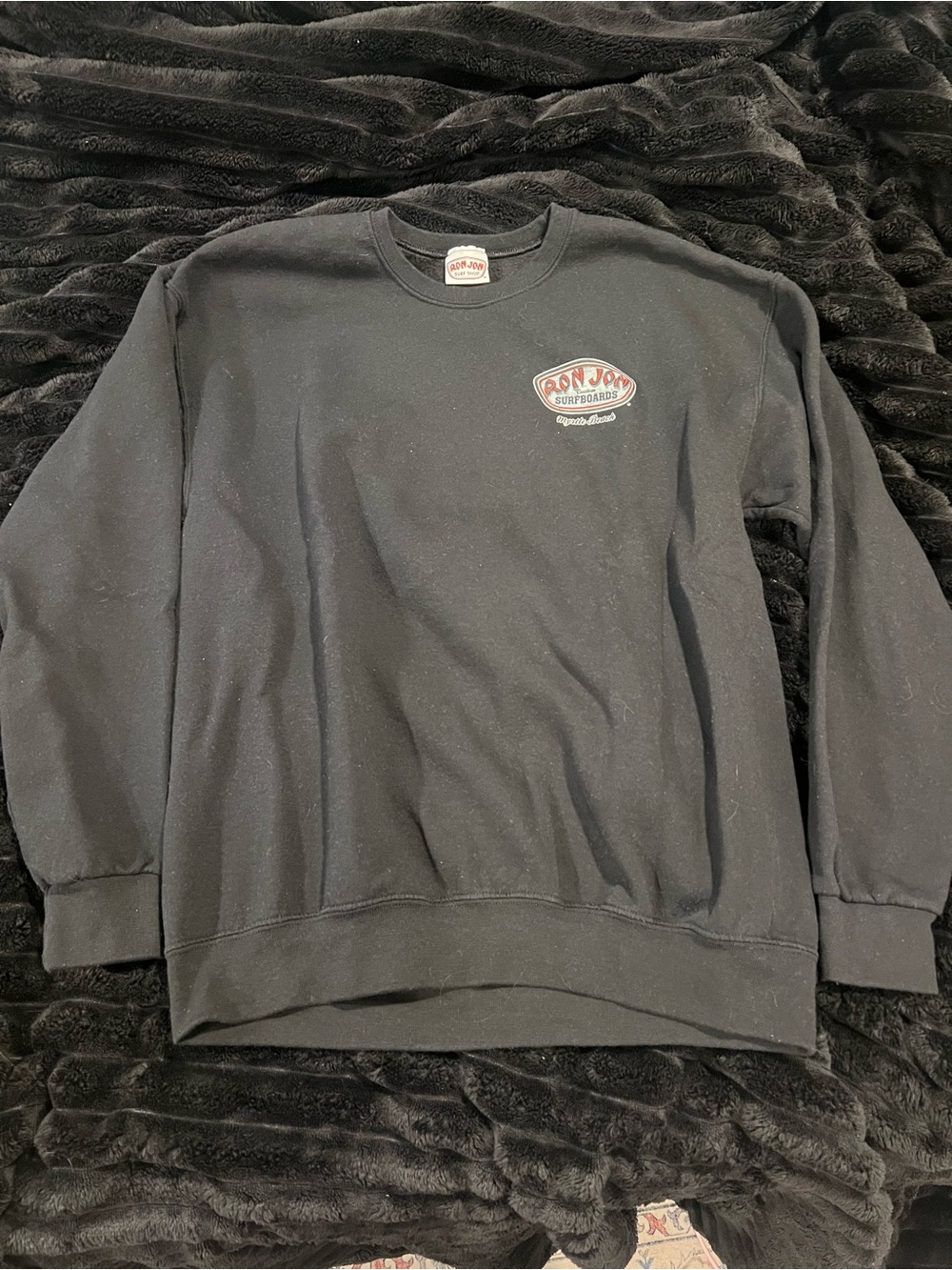 Ron Jon Black Crewneck Sweatshirt with Small Chest Logo
